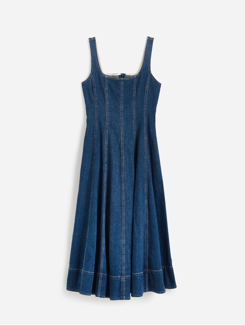 Madewell Croswell Wash Denim Jean Seamed Flare Midi Dress Size 6 NWT - Picture 4 of 13